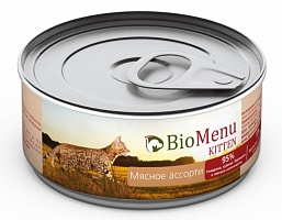конс. BioMenu Kitty 100г Паштет с Мясное Ассорти для Котят