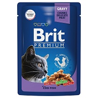 пауч Brit Premium для Кошек Треска в соусе 85г