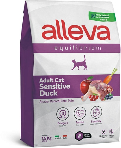 Alleva Equilibrium Sensitive Cat 1,5кг с Уткой