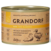 конс. Grandorf для Собак Паштет из утки с грушей и черникой 200г