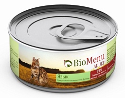 конс. BioMenu Adult 100г Паштет с Языком для Кошек