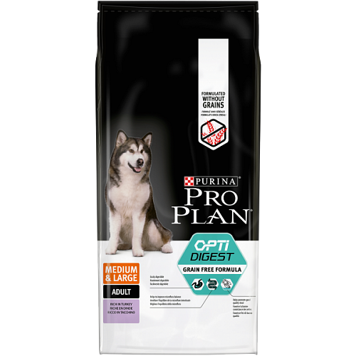 Сухой корм PRO PLAN для собак беззерновой при чувствительном пищеварении, с индейкой, 7 кг