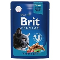 пауч Brit Premium для Кошек Цыпленок и Перепелка в соусе 85г