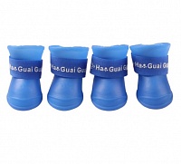 Ботинки Nunbell силиконовые на липучке синие, S 4,3х3,3 (4шт.) для Собак