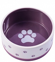 Миска Керамическая КерамикАрт нескользящая для Собак белая с фиолетовым, 360мл