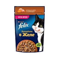 Влажный корм Felix Sensations для взрослых кошек, с курицей в желе с морковью, 75 г