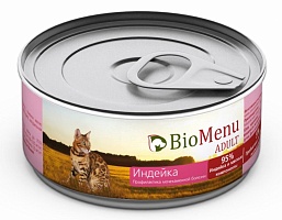 конс. BioMenu Adult 100г Паштет с Индейкой для Кошек